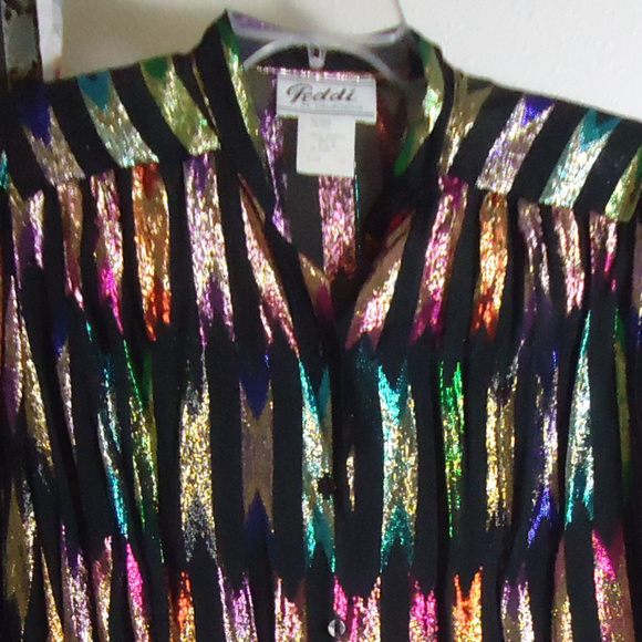 NOS Disco Metallic SHEER Blouse sz Vtg 12 Unworn